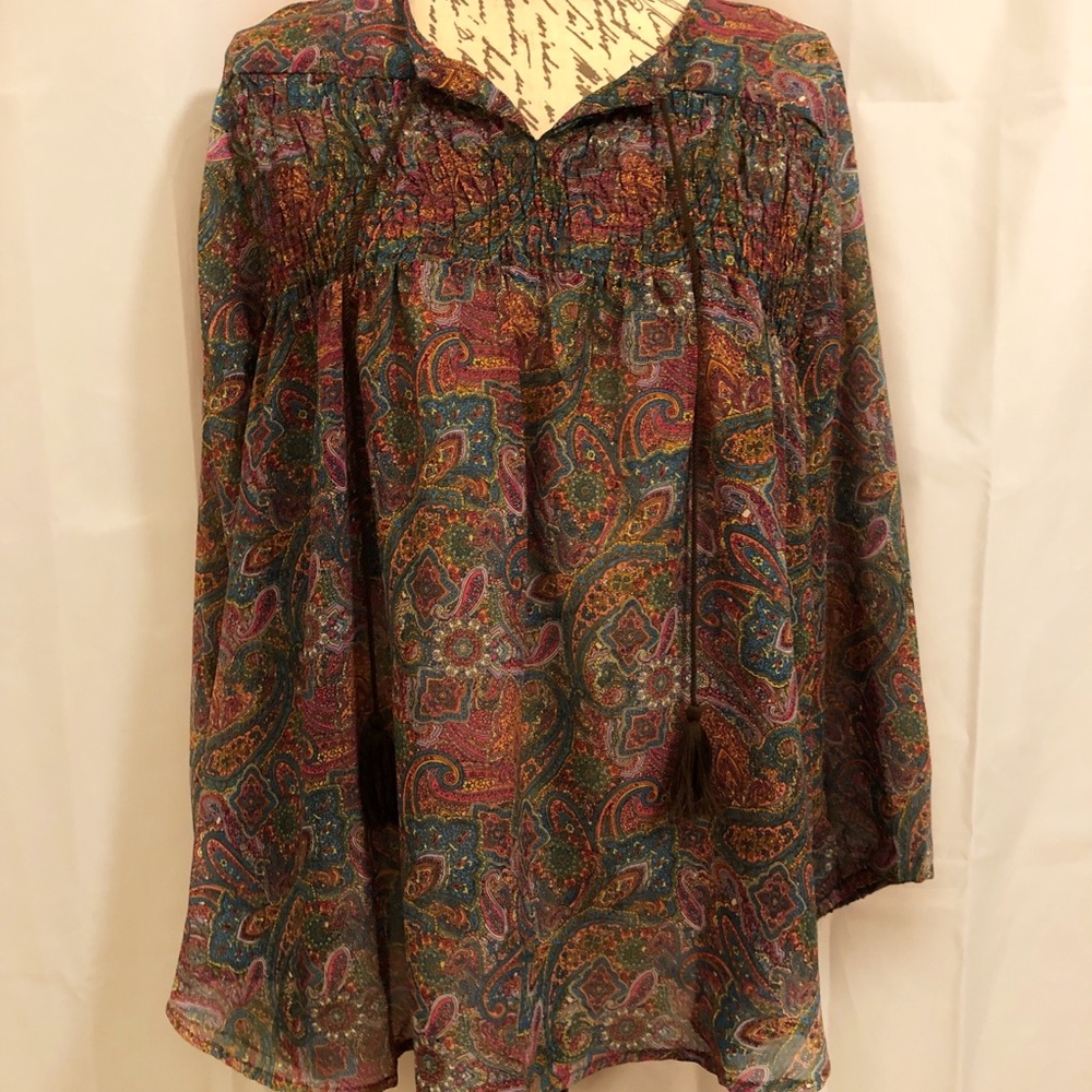 Life Style Peasant Tunic Top Sz Large